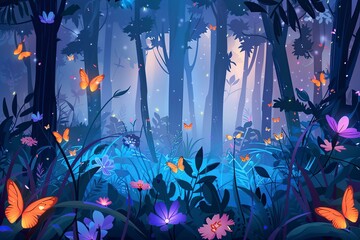 Lush Forest Abloom With Flowers