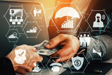 Finance and Money Transaction Technology Concept. Icon Graphic interface showing fintech trade...