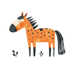 Cute watercolor horse, vector illustration