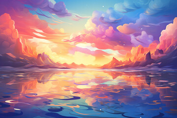 Emerge into the day greeted by the vibrant colors of a dynamic sunrise gradient. - obrazy, fototapety, plakaty