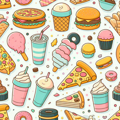 Asian food pattern design template