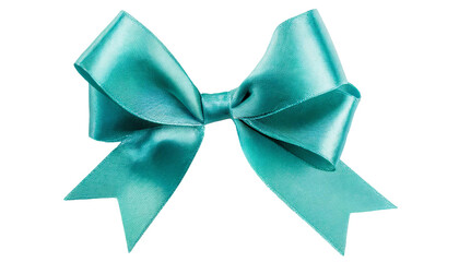 Aqua ribbon tie bow, isolated on transparent background.