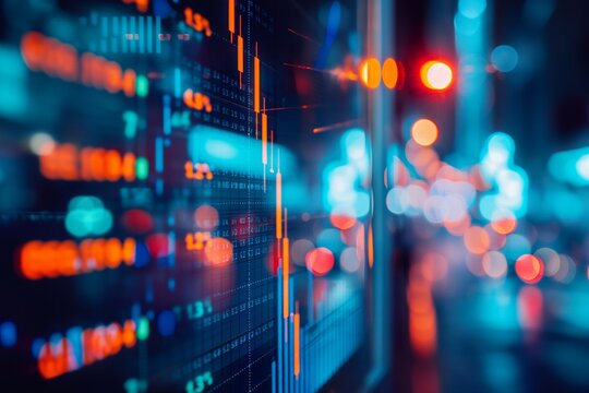 a blurred close-up view of a financial stock market graph, a stock market graph closeup, trading graph closeup, stock market graph, trading signal graph closeup, stock market, cryptocurrency 