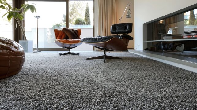 Modern carpet in living room. Generative AI
