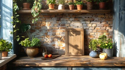  A windowsill lined with plants, and above it, a shelf holding more potted plants