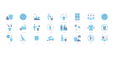 Waste icons set. Set of editable stroke icons.Vector set of Waste
