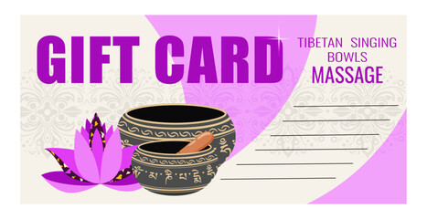 Gift card. Tibetan singing bowls massage