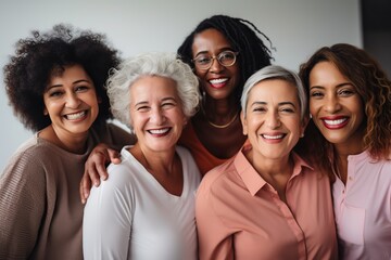 Fototapeta premium Senior diversity female friends together taking selfie.
