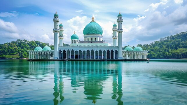 Putra Mosque in Putrajaya, Malaysia. Putrajaya is the largest mosque in Malaysia.
