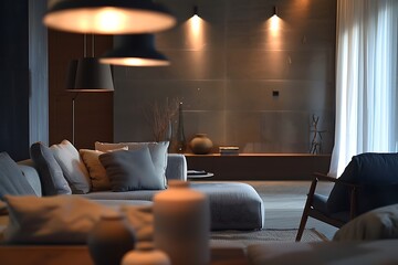 Interior design lamps, living room space with walls and details. modern architecture and details .