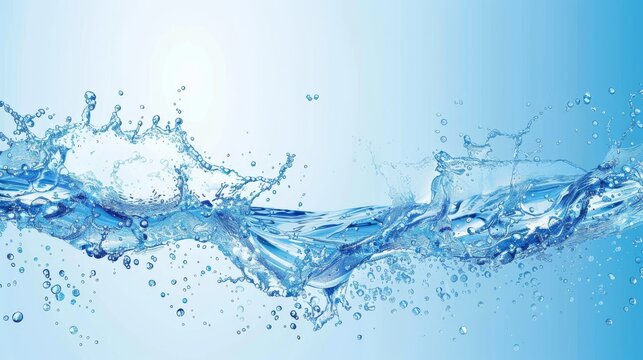  Blue background with water splashing top to bottom, lighter blue background below with water splashing top to bottom again