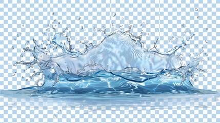  A water droplet splashes onto a rippling checkerboard background