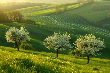 Zelfklevend Fotobehang Moravian green rolling landscape with bl © crescent