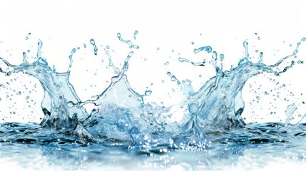  A collection of waves crashing onto one another amidst a tranquil water expanse set against a pure white backdrop