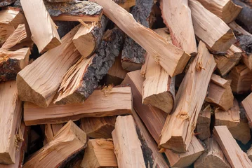 Gordijnen stack of firewood © Olena