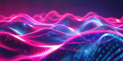 Abstract technology art Futuristic background energy wave shape lines. Place for text graphics concept design. Template poster invitation flyer banner email header. Horizontal. Generative Ai content