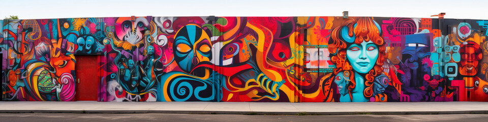 Embark on a journey of discovery through the dynamic streetscape adorned with vibrant street art murals.
