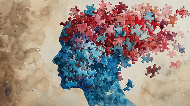 International Parkinson's awareness month concept, a man with degenerative disease logo , Mental health. Stroke, synapses and neurons interaction art, Poster, banner, card, background.
