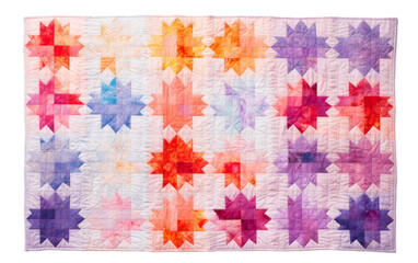 A vibrant quilt adorned with multicolored stars to create a whimsical and cozy atmosphere