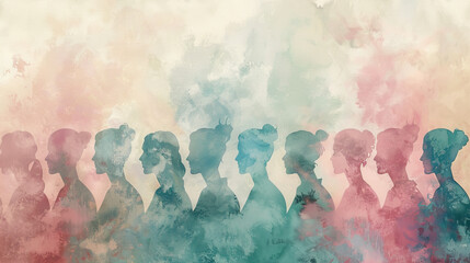 concept of Parkinson's disease day , 11 april, Alzheimer awareness day, dementia diagnosis, memory loss disorder,, neutral color silhouette of group of people blur illustration abstract background