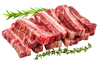 Cross Cut Short Ribs beef on transparent or white background