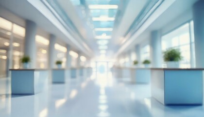 Fototapeta premium Corporate Aesthetics: Empty Business Corridor in Abstract Defocused Blur