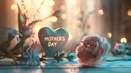 "MOTHER'S DAY"lettering delicately showcased on a spotless white background, embodying maternal love.