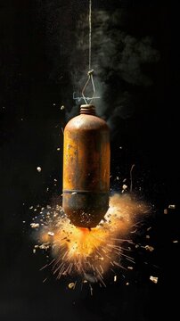 Molotov bomb isolated on black background Generative ai