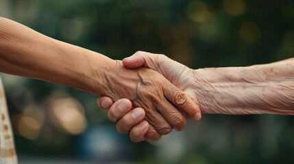 concept of Parkinson's disease day , 11 april, Alzheimer awareness day, dementia diagnosis, memory loss disorder, person's hand with Arthritis pain in nursing family caregiving of caregiver support