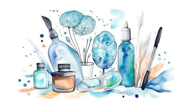 concept of Parkinson's disease day , 11 april, Alzheimer awareness day, dementia diagnosis, memory loss disorder, colorful logo of bulbs and brain ideas concept in watercolor art 