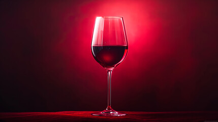 Glass of Red Wine on a Red Background