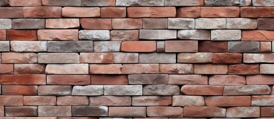 A closeup of a brown rectangular brick wall showcasing the composite building material with many bricks stacked on top of each other, illustrating brickwork in building construction - obrazy, fototapety, plakaty