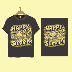 happy summer vintage t shirt vector design templated