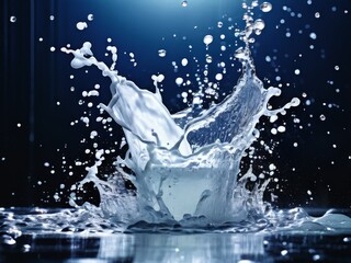 Splashes of water and milk in a humid environment - obrazy, fototapety, plakaty