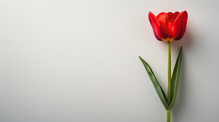 World Parkinson's disease day card with red tulip flower on white background, concept of Parkinson's disease day , 11 april, Alzheimer awareness day, dementia diagnosis, memory loss disorder,  - obrazy, fototapety, plakaty
