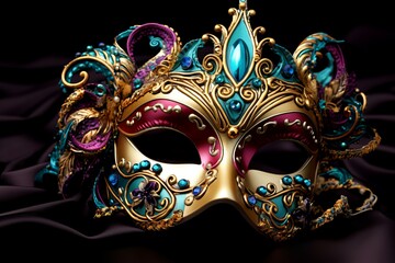 Decorative Mardi gras mask. New venetian costume. Generate Ai