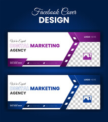 Facebook Cover Page Design for Digital Marketing and Colorful Social Media Web Banner Design Template