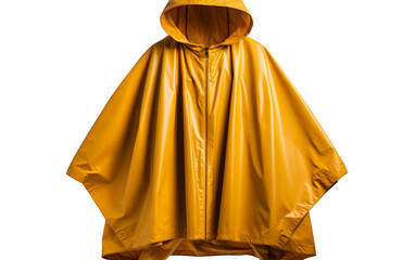 A vibrant yellow rain poncho stands out against a crisp white background