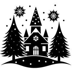 Obraz premium winter landscape with christmas tree