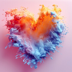 Heart shape explosion of colors