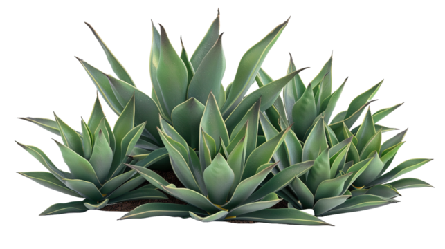 Agave bush on transparent or white background