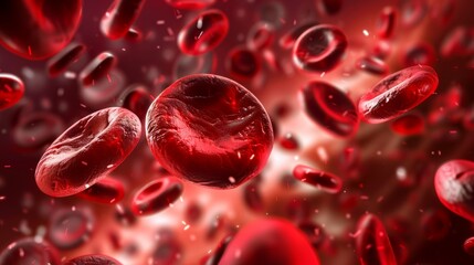3D medical illustration of red blood cells in a detailed and scientific representation. Suitable for healthcare, medical, and educational use