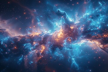 Obraz na płótnie Canvas Blue and orange galaxy with many stars
