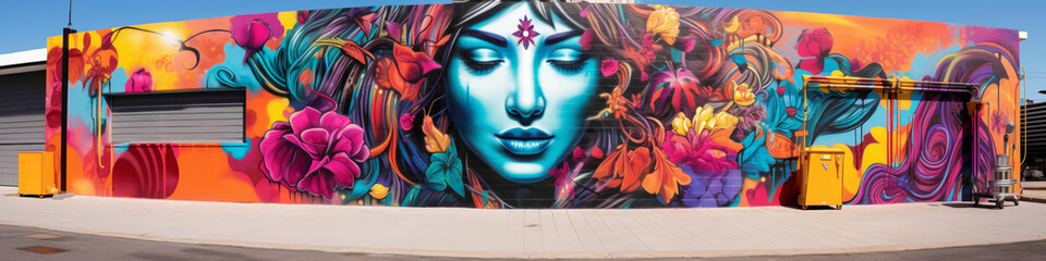 Experience the creativity of the streets with a vibrant street art mural as your backdrop.