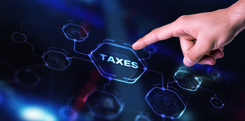 Taxes paid by individuals and corporations such as VAT. Finance and banking concept