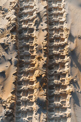 Tire Tracks in moist sand. tire tracks texture