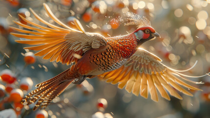 A bird resembling a long tailed pheasant, with long whisker,generative ai