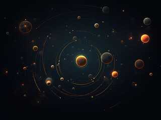 A celestial Ring of planets dark in space. AI Generation.