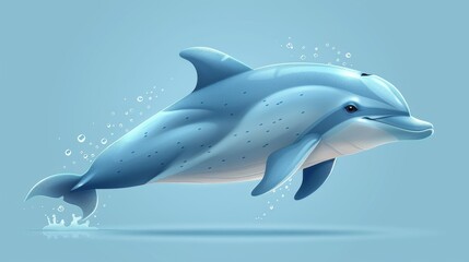  A dolphin emerging from water, with air bubbles on its back and head above the surface