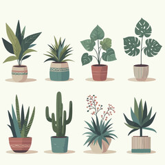 Vector set of plants with a simple and minimalist flat design style